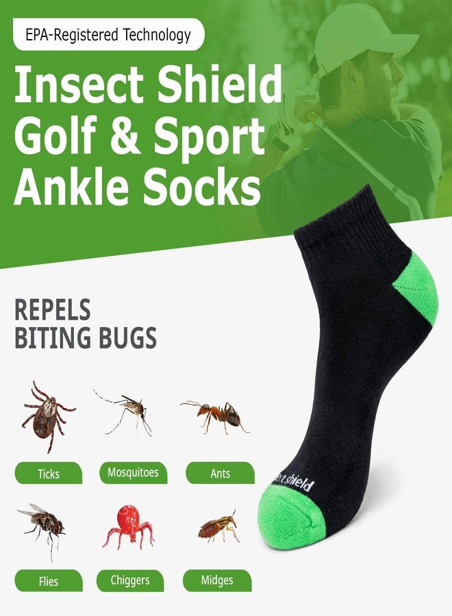 Insect Shield Golf & Sport Ankle Sock - Athletic Socks with Built-In Insect Protection & Footbed Cushioning for Men & Women, Black, Large - Image 3